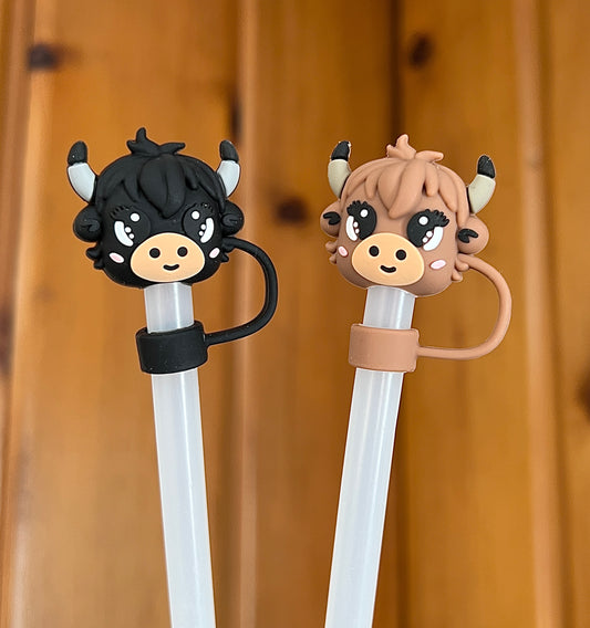 Highland Cow Straw Topper