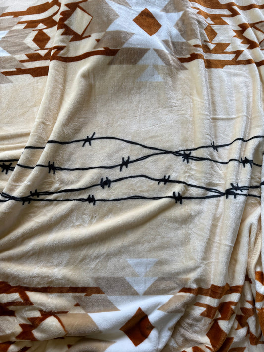 Beige Brown Aztec King Size Super Plush Blanket