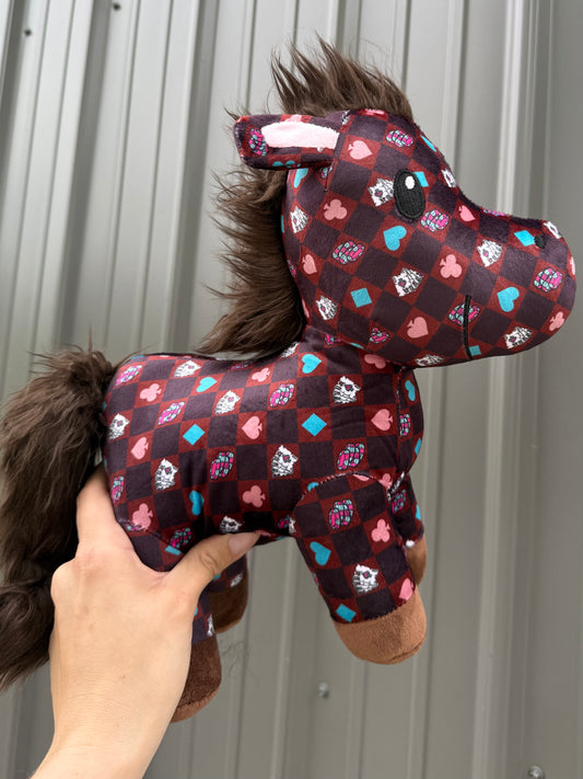 Western Checkered Ace Cards Horse Plushie