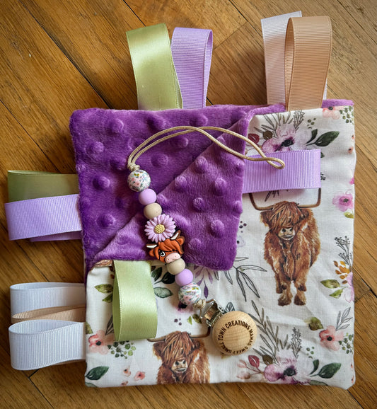 Purple Flower Highland Cow Baby Bundle