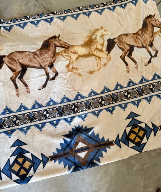 Twin Aztec Horses Thinner Style Blanket