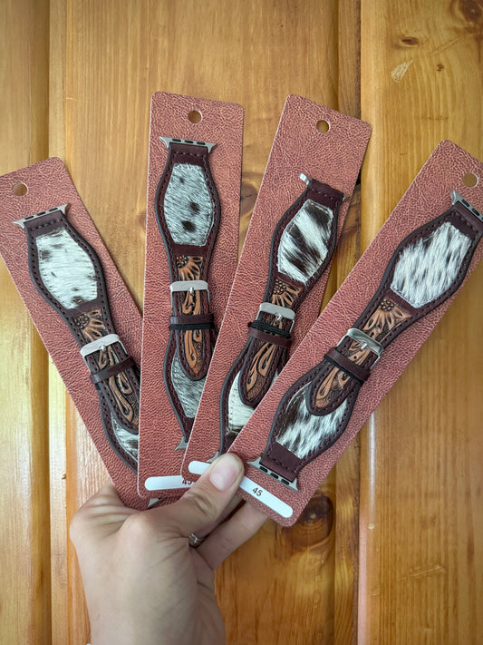 Genuine Cowhide Leather A p p l e Watch Bands 45mm