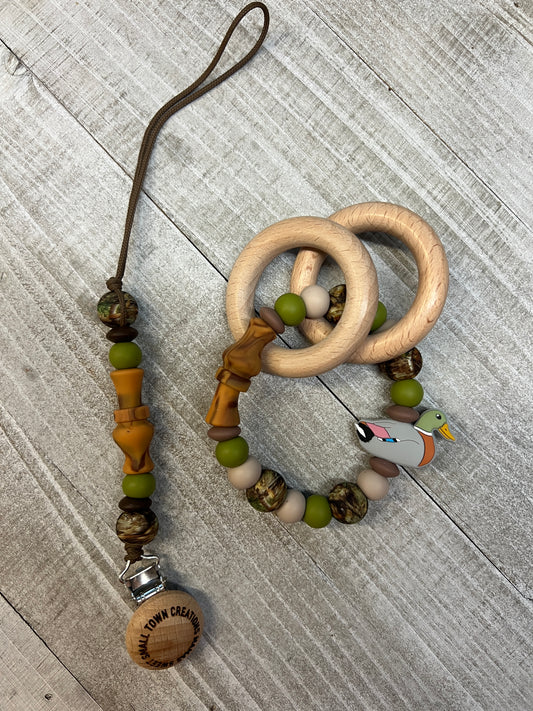 Green Camo Duck Call Teether Set