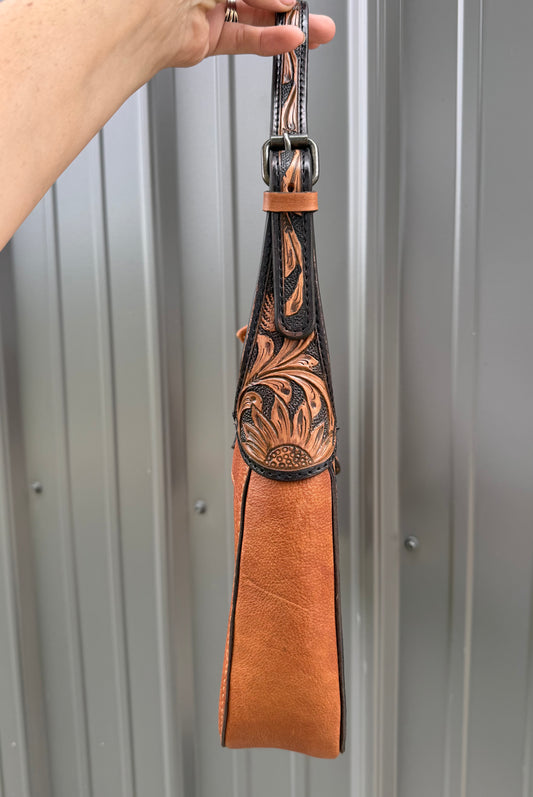Tooled Genuine Brown Cowhide Purse