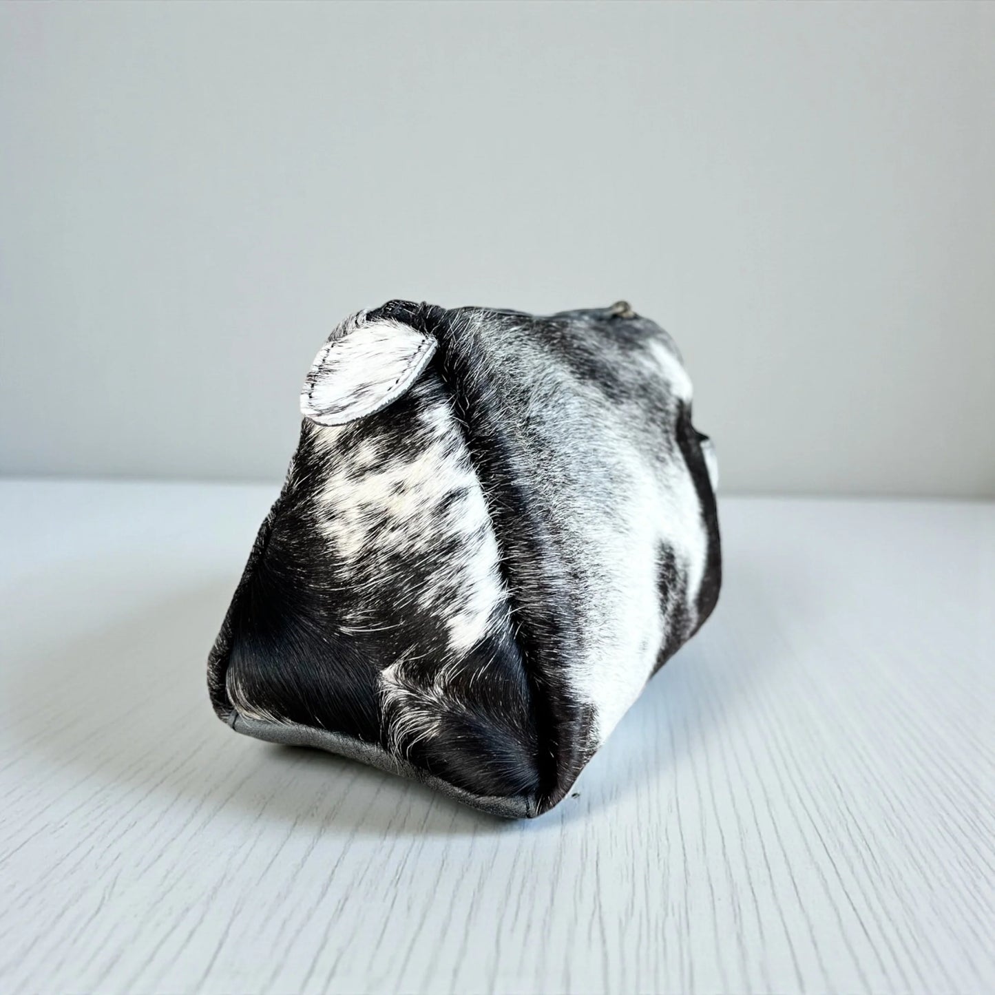 All Black Cowhide Makeup Cosmetic Bag