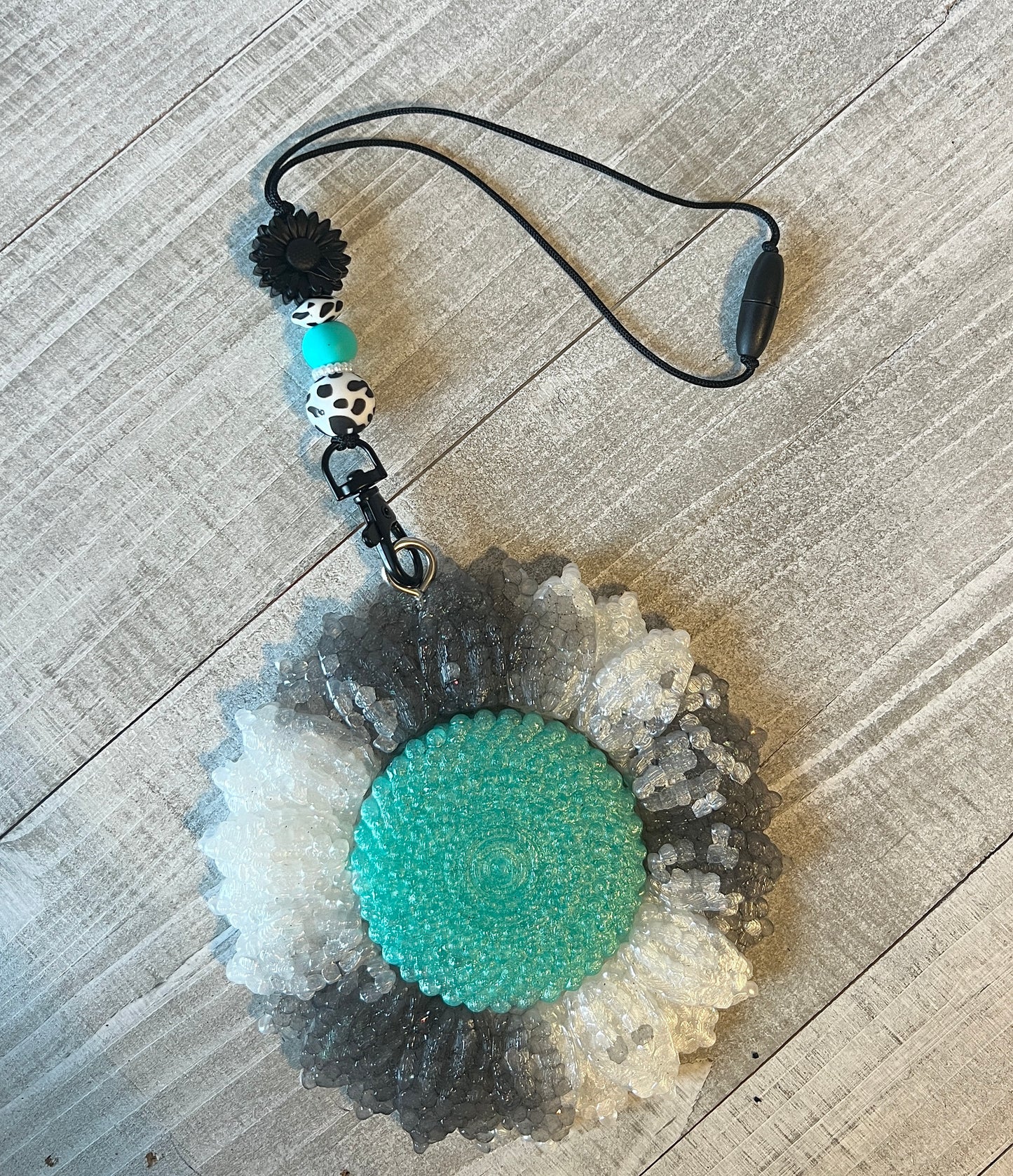 Turquoise Cow Print Flower Freshie Set