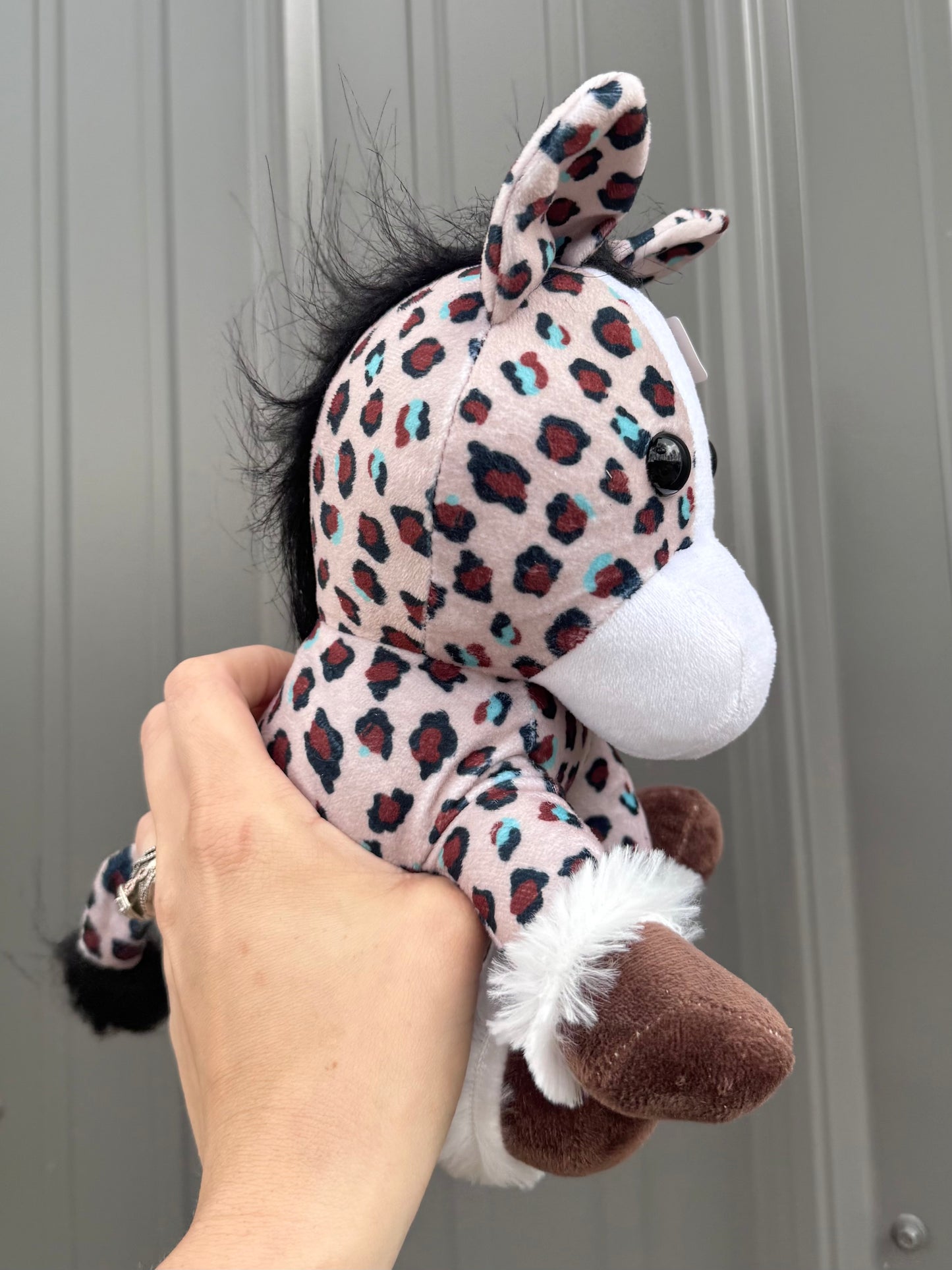 Beige Cheetah with Turquoise Sitting Horse Plushie