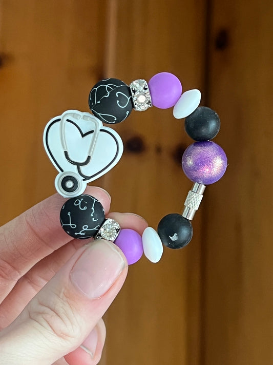 Purple Stethoscope Tumbler Cup Charm