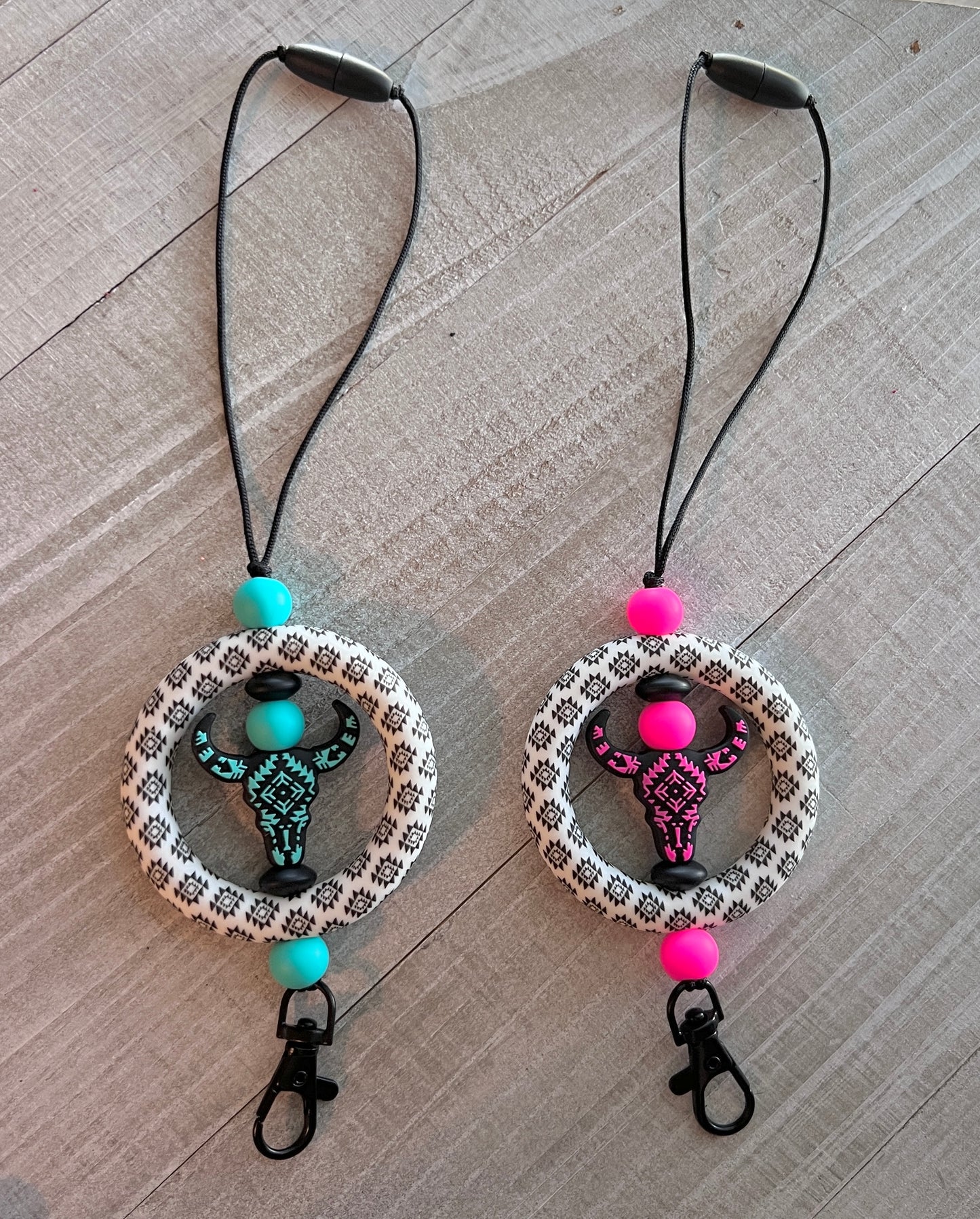 Aztec Cow Skull Mirror Hanger