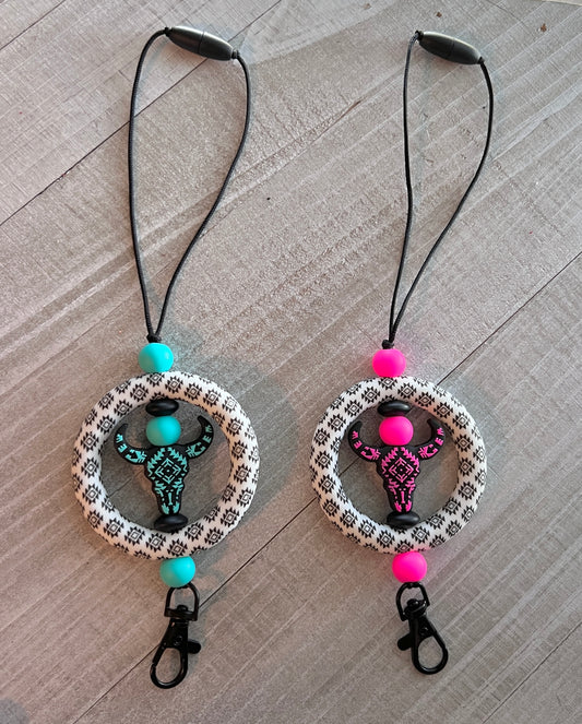 Aztec Cow Skull Mirror Hanger