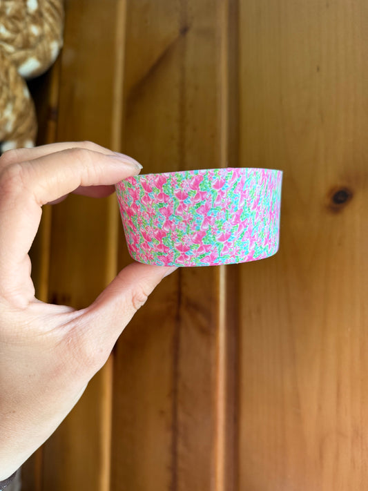 Pink Teal Floral Bow Tumbler Boot