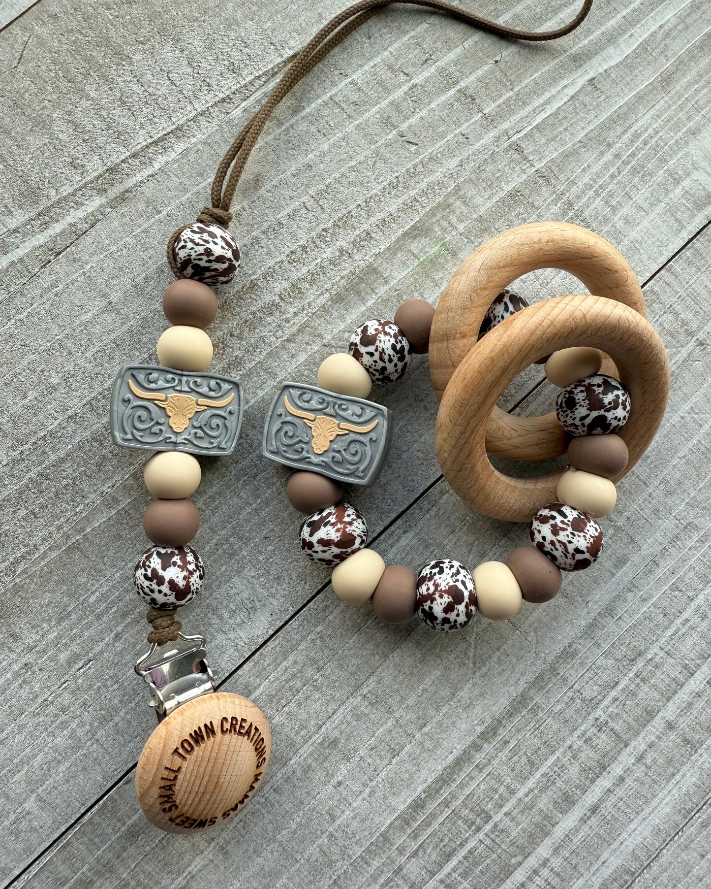 Brown cow Belt Buckle Teether Set