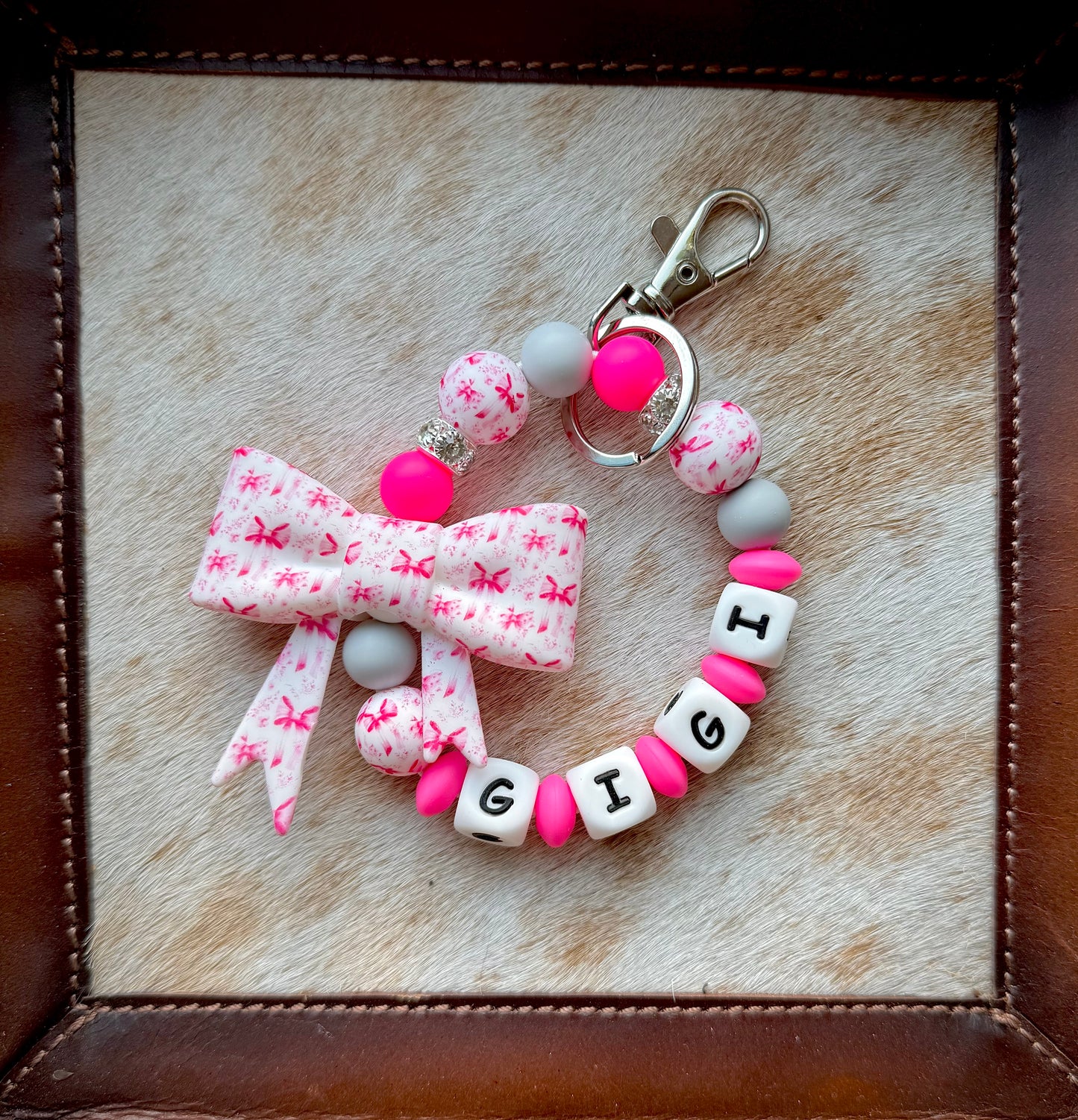 Pink Ribbon Bow GIGI Wristlet