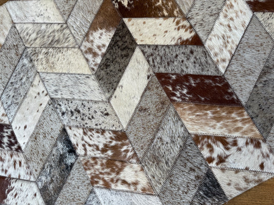 Cheveron Patched Genuine Cowhide Rug