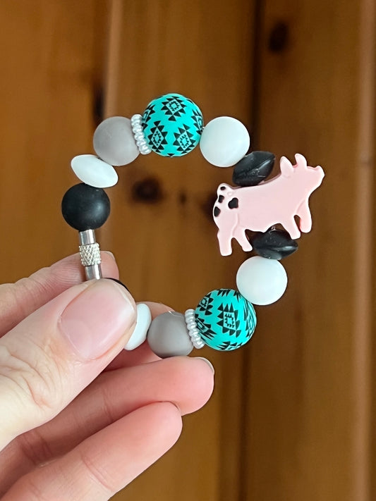 Pig Turquoise Aztec Tumbler Cup Charm