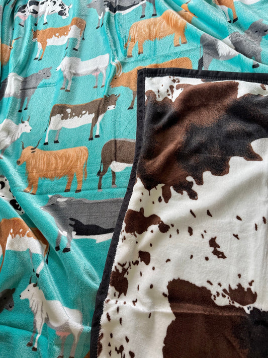 Reversible Cows/ Cowhide Blanket