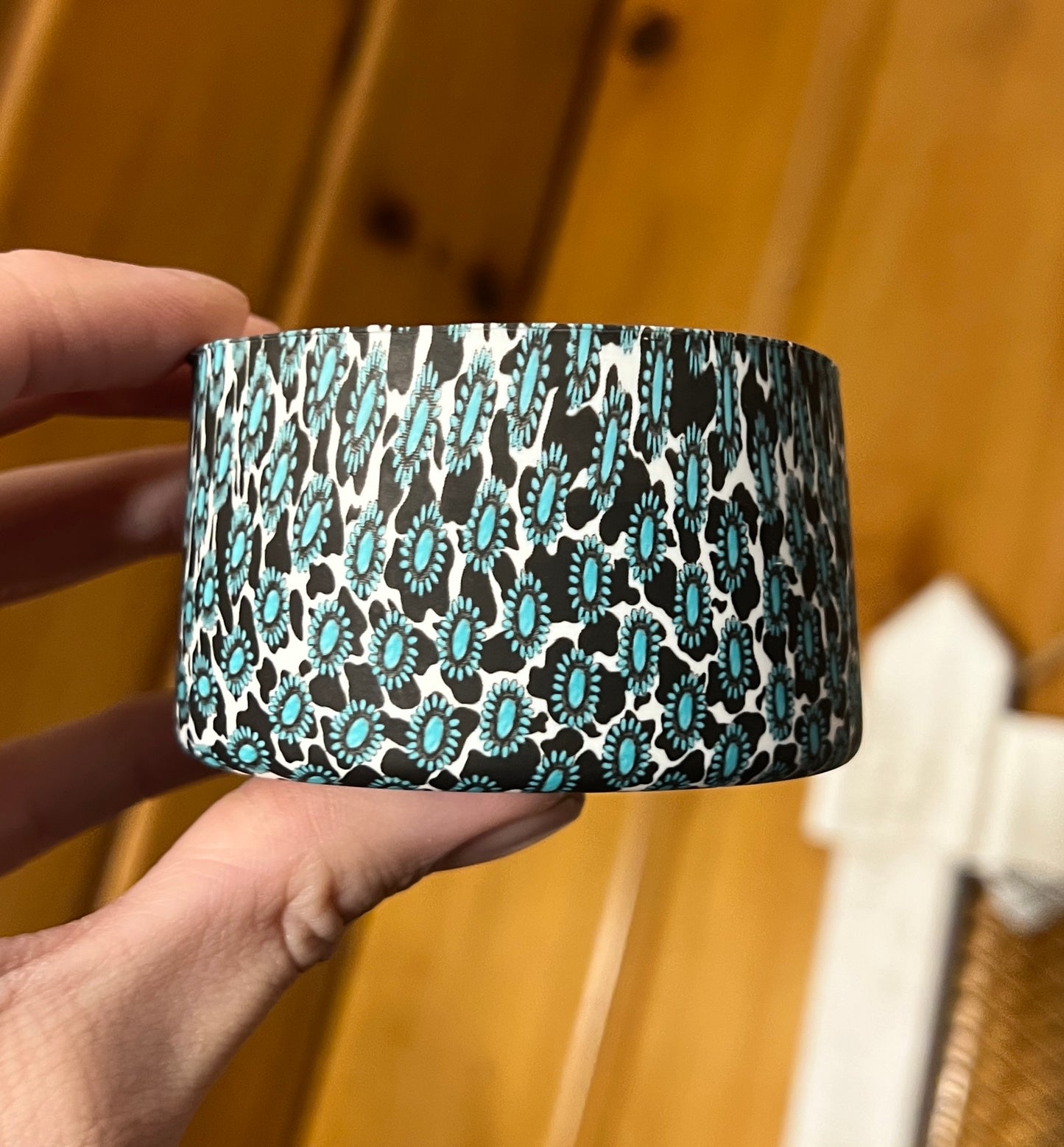 Western Turquoise Cow Tumbler Boot