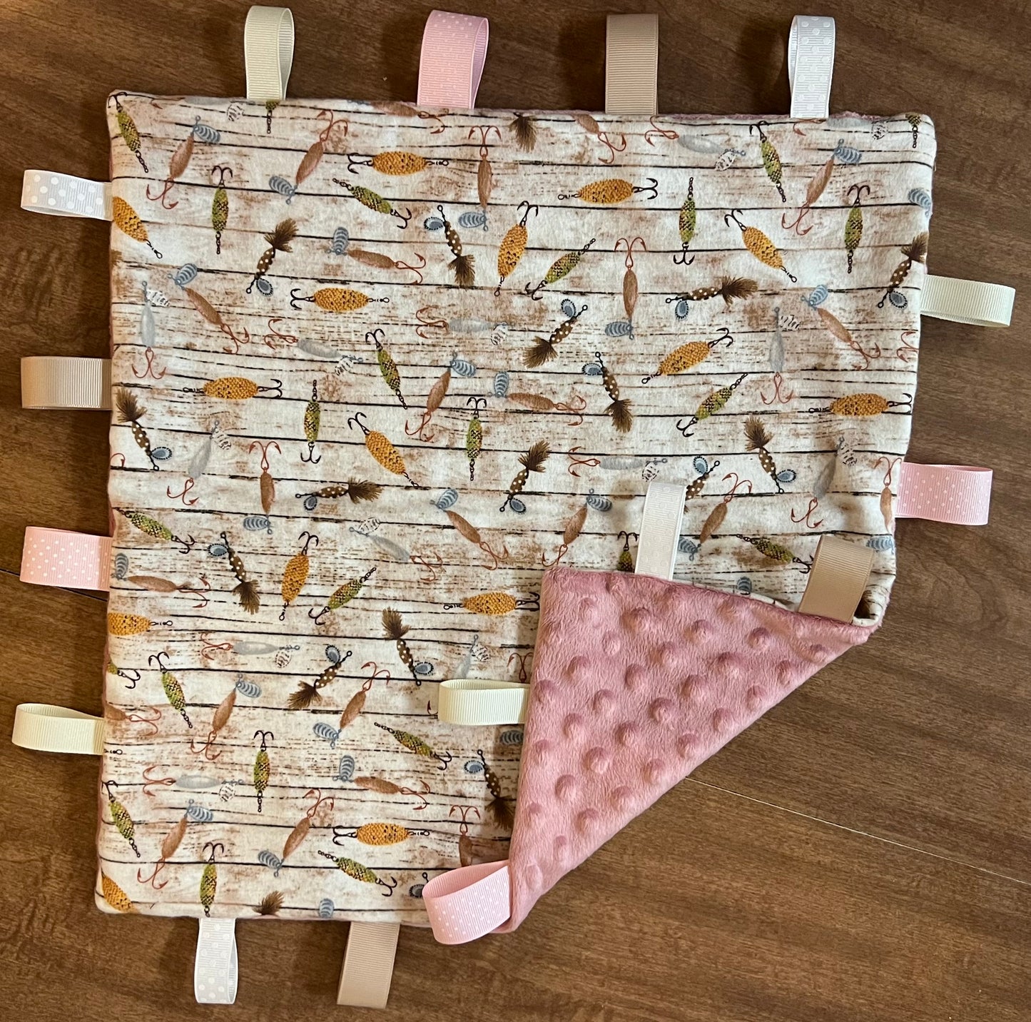 Pink Fishing Taggie Blanket