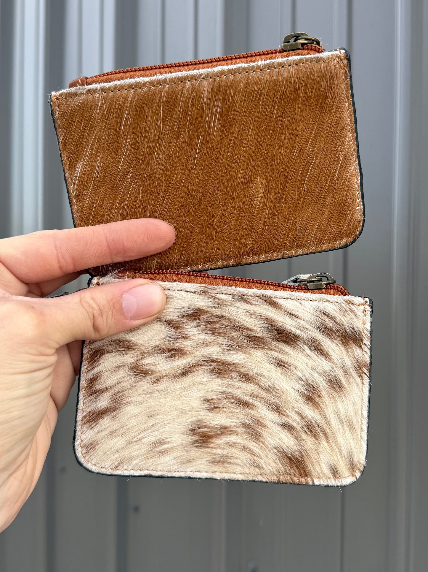 Highland Cow Cowhide Tooled Leather Zipper Pouch