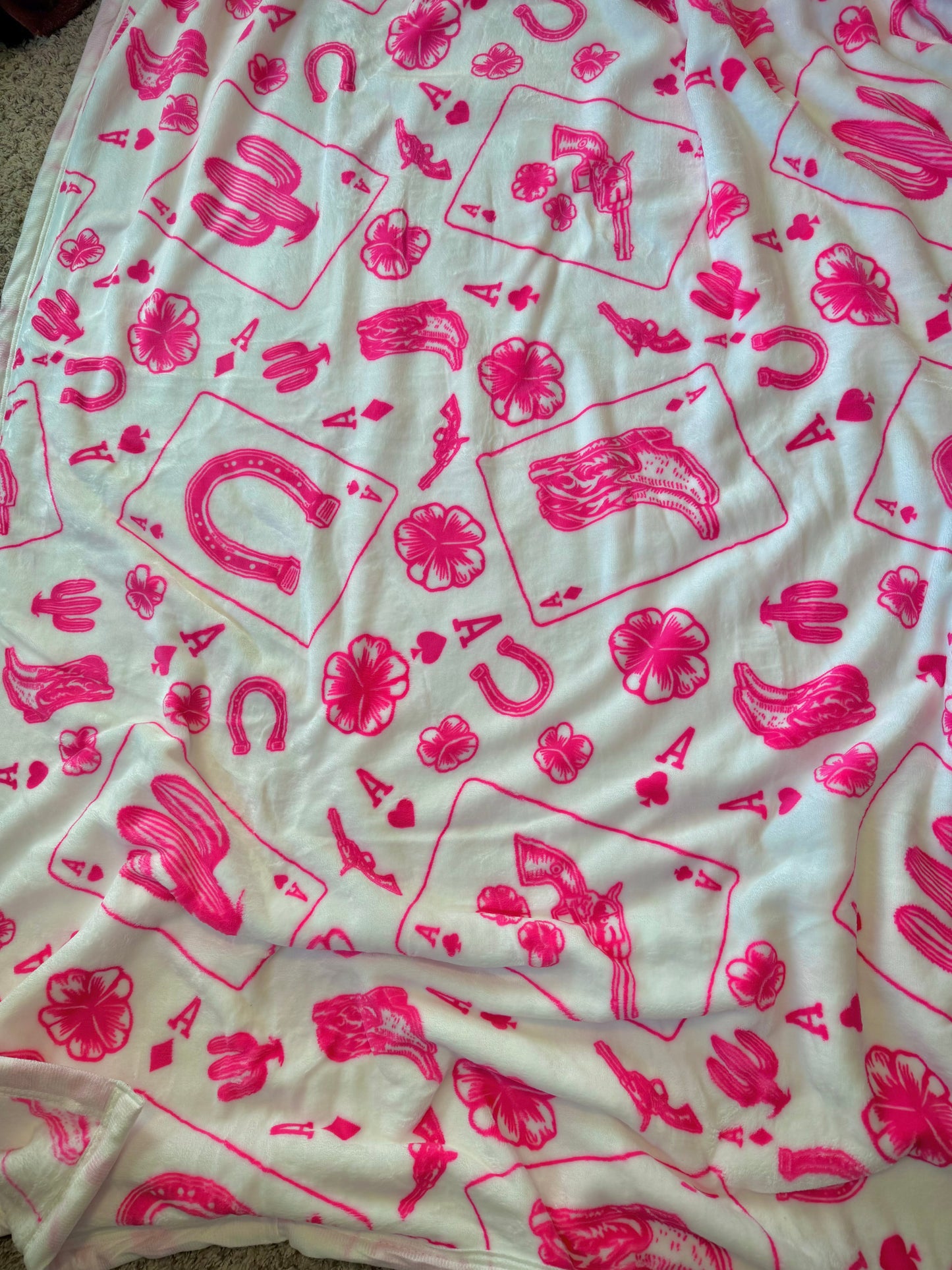 Pink Cowgirl Cards King Size Super Plush Blanket
