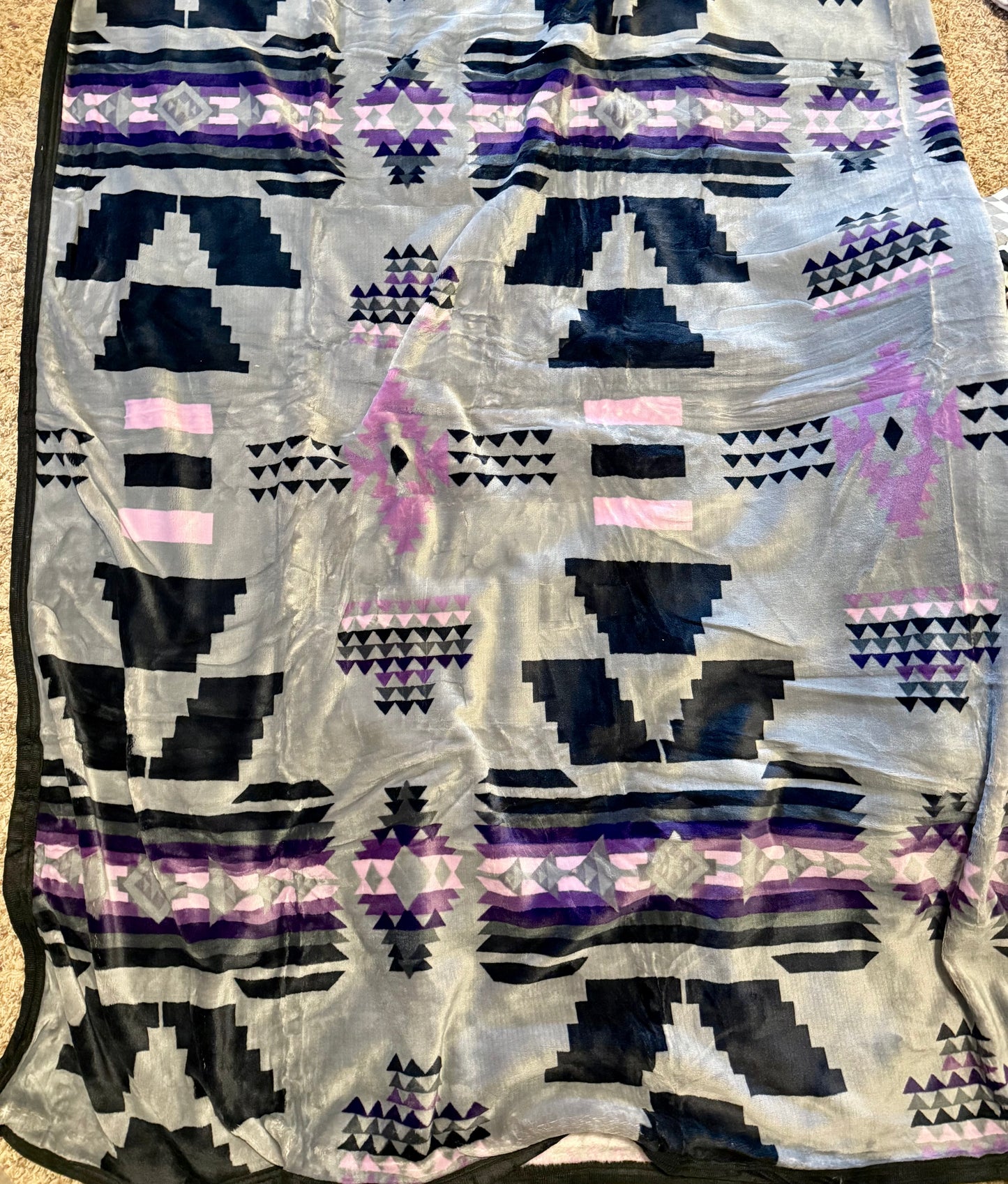 Purple Aztec King Size Super Plush Blanket