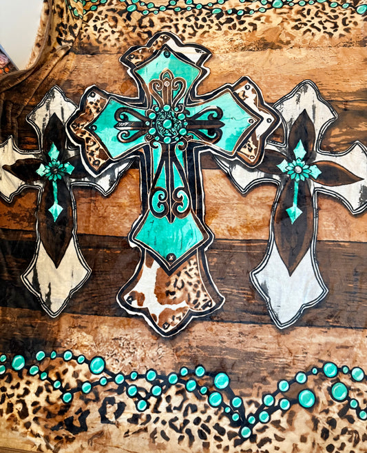 Western Cross King Size Super Plush Blanket