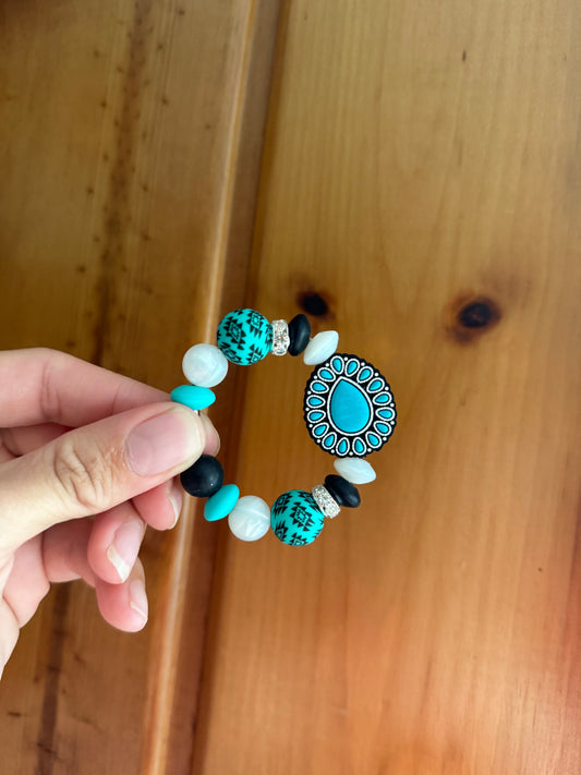 Turquoise Western Blossom Cup / Bag Charm