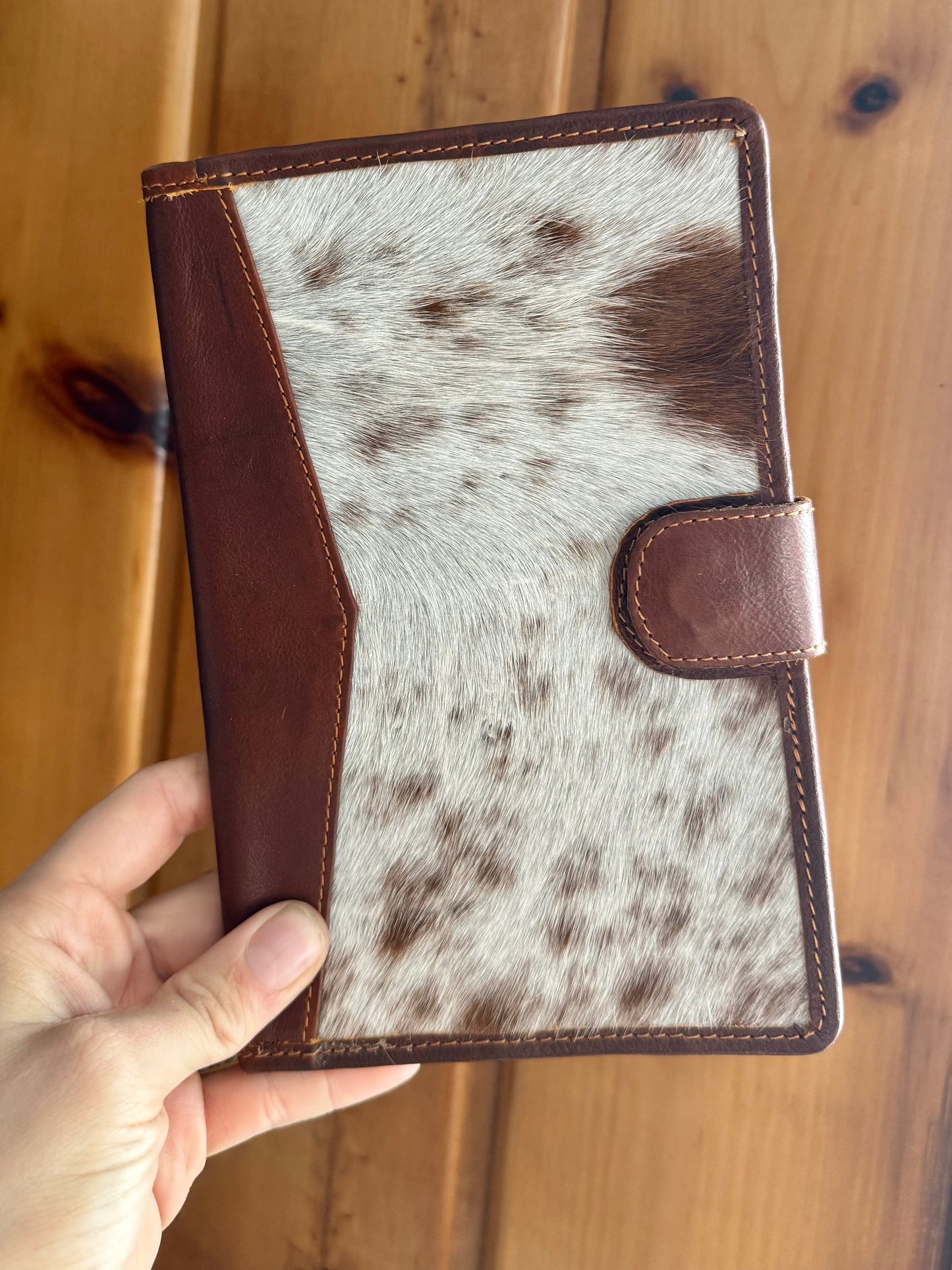 Genuine Cowhide and Tooled leather checkbook Wallet