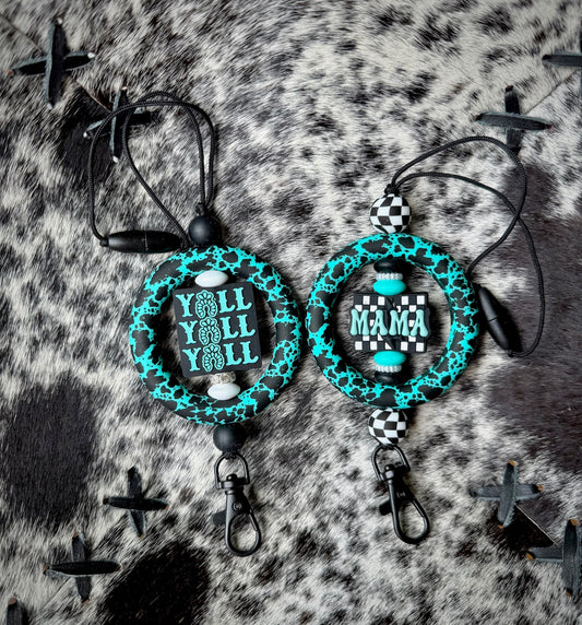 Turquoise Cowhide Car Dangle