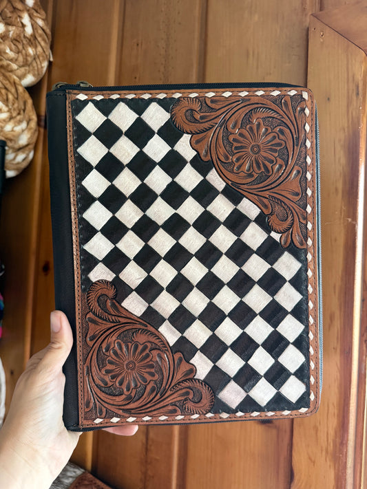 Genuine Leather Checkered Planner