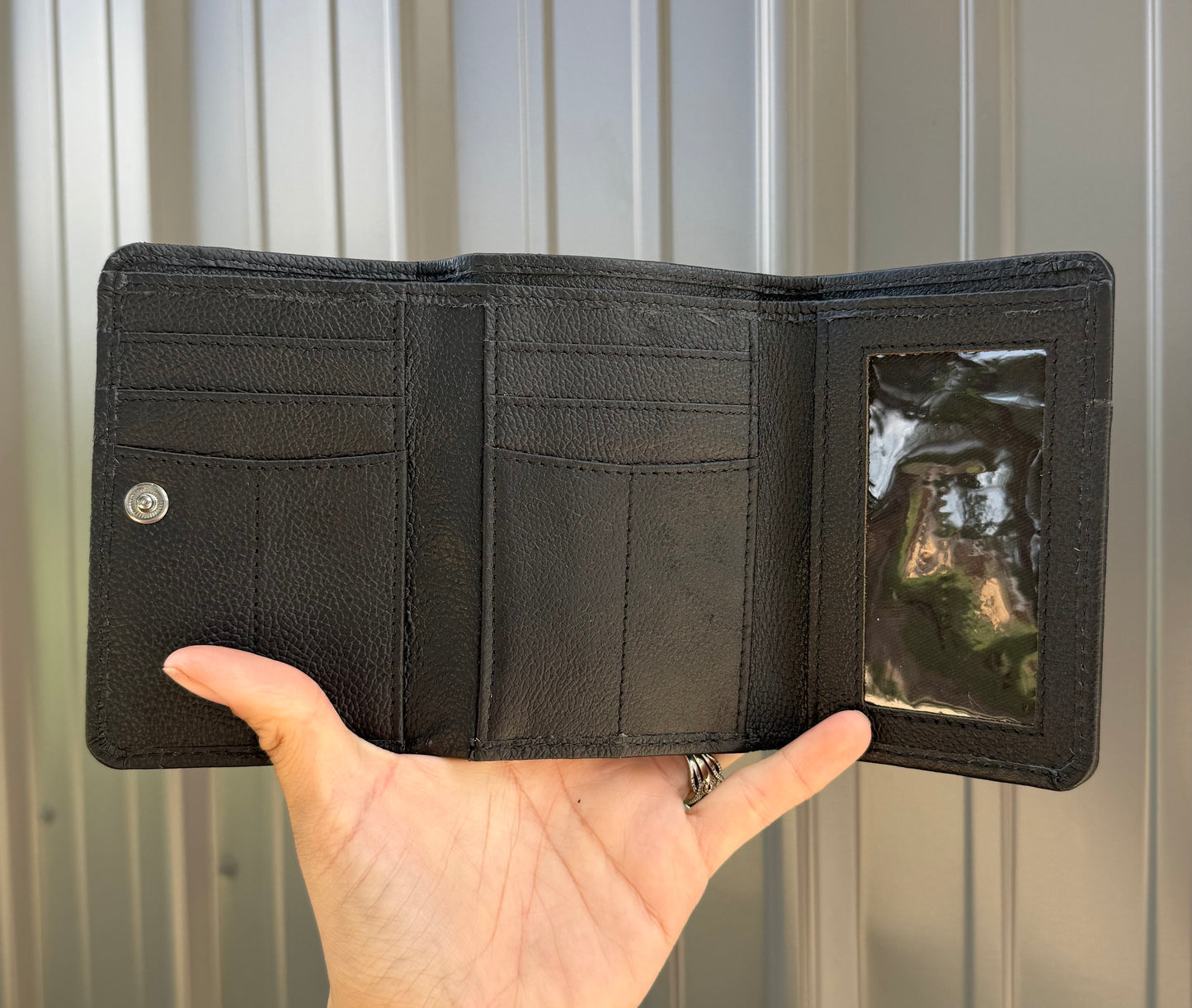 Checkered Genuine Leather with Cowhide Tri Fold Women’s or Men’s Wallet