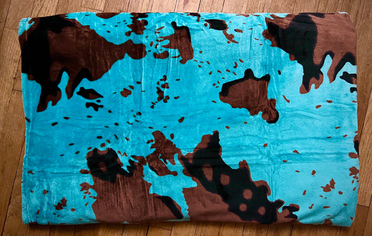 Twin Size Turquoise Cowhide Thick Super Plush
