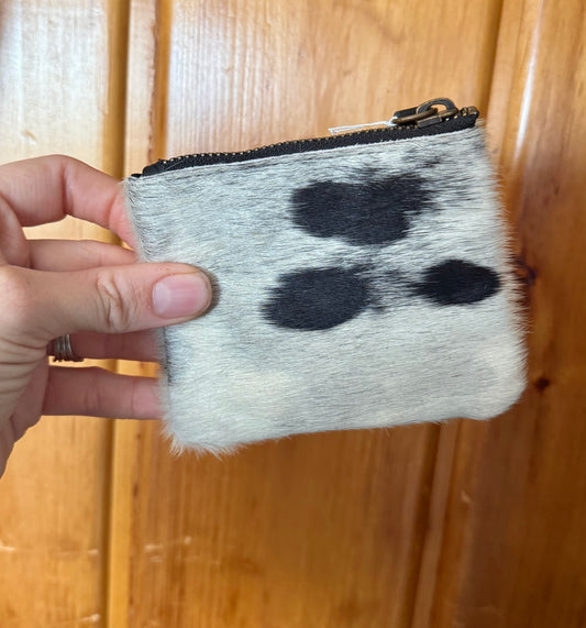 Black and White Spotted Cowhide Coin Purse