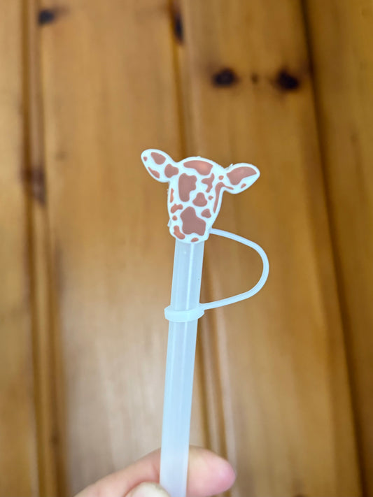 Brown Cowhide Cow Straw Topper