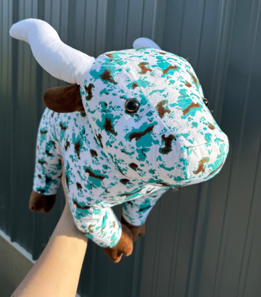 Large Plushie Turquoise Cowhide Long Horn