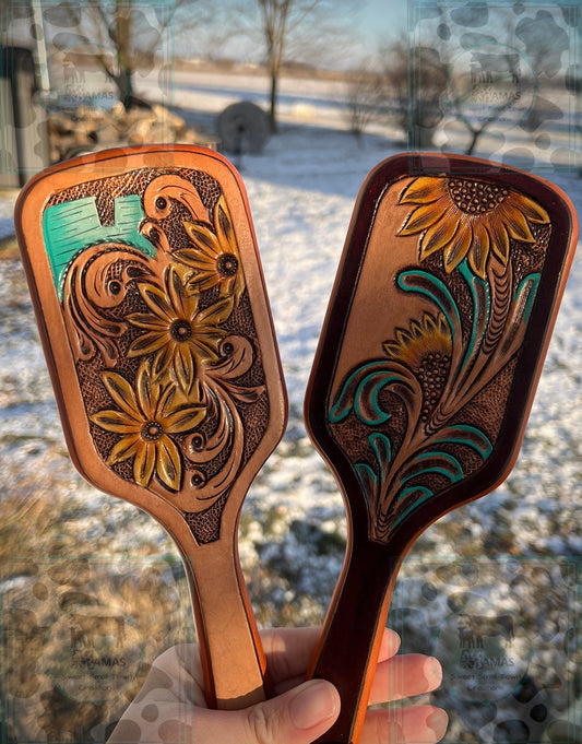 Tooled Leather Hair Brush