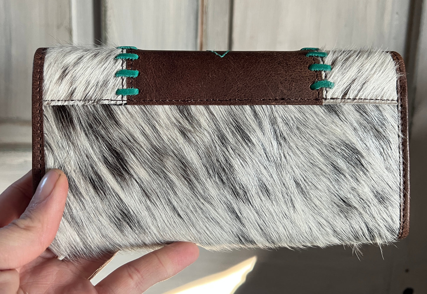 Dark Brown Genuine Cowhide Leather Bootstitch Wallet