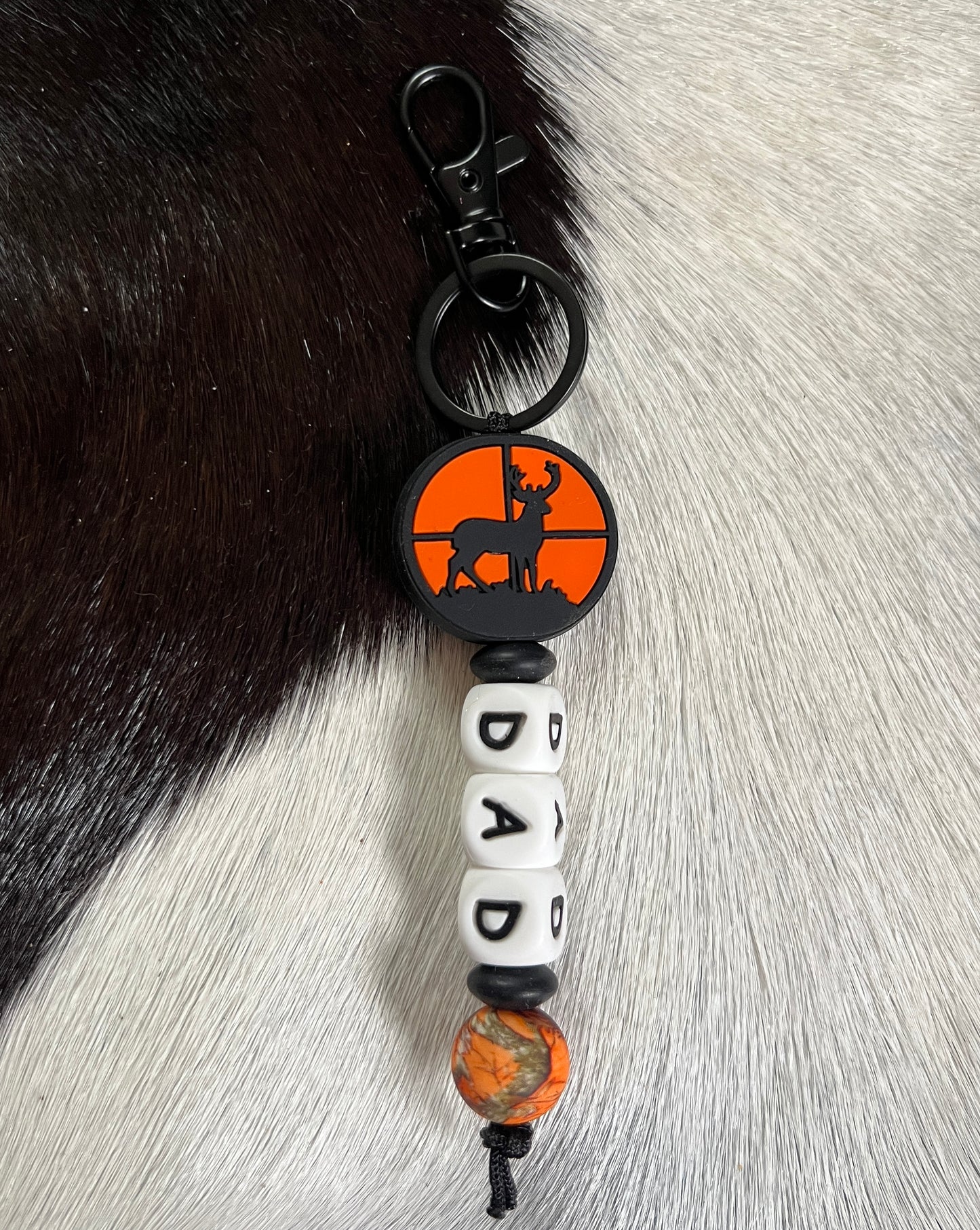 Orange Camo Deer Dad Keychain
