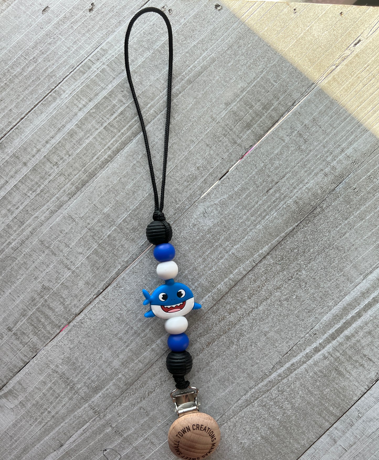 Blue Shark Pacifier Holder