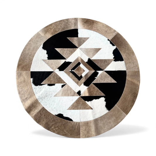 Brown Aztec 4ft x 4ft Cowhide Rug