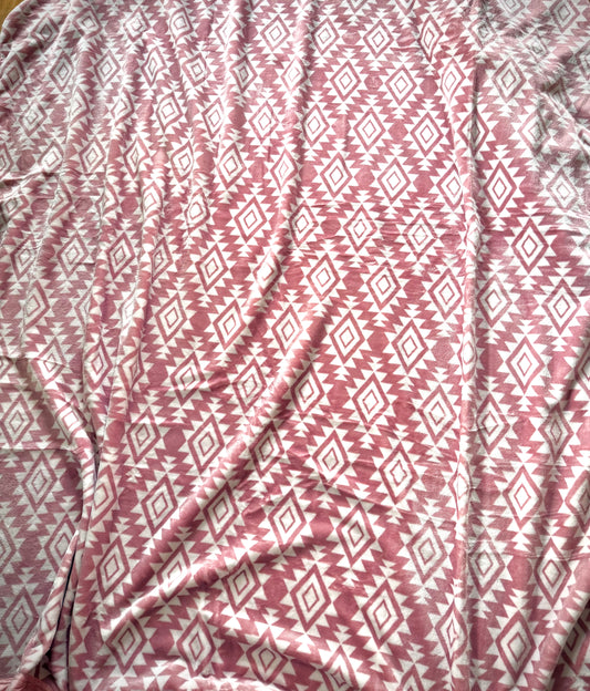 Light Blush Pink Aztec Super Plush King Size Blanket