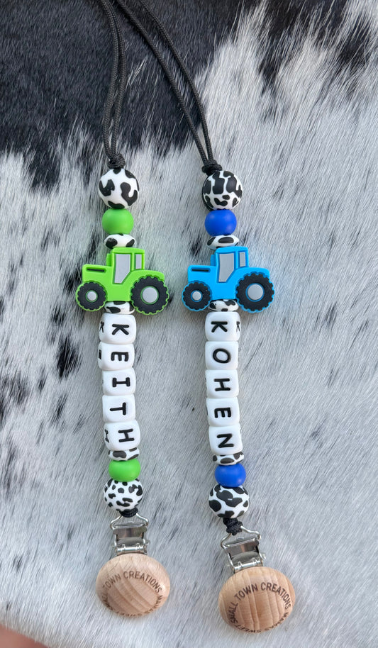 Tractor Name Pacifier Holder