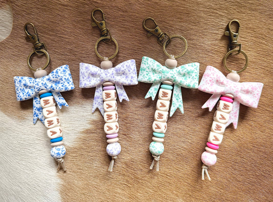 Floral Bow Mama Keychain