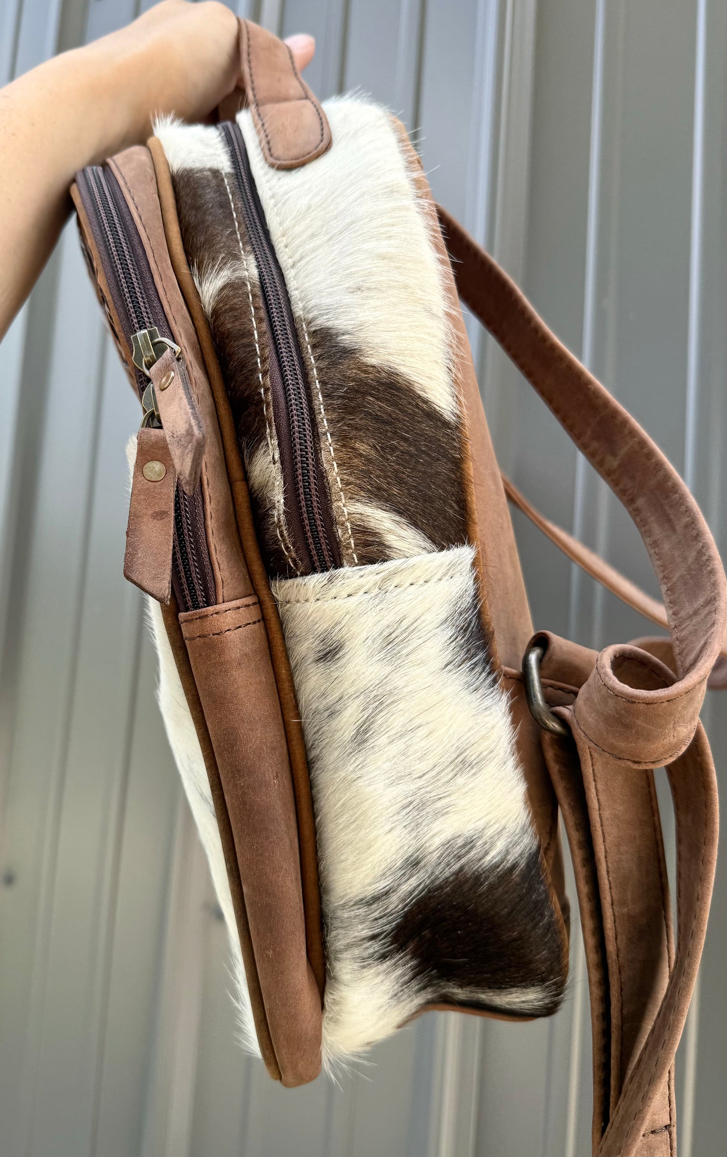 Genuine Tooled Leather Cowhide Mini Backpack
