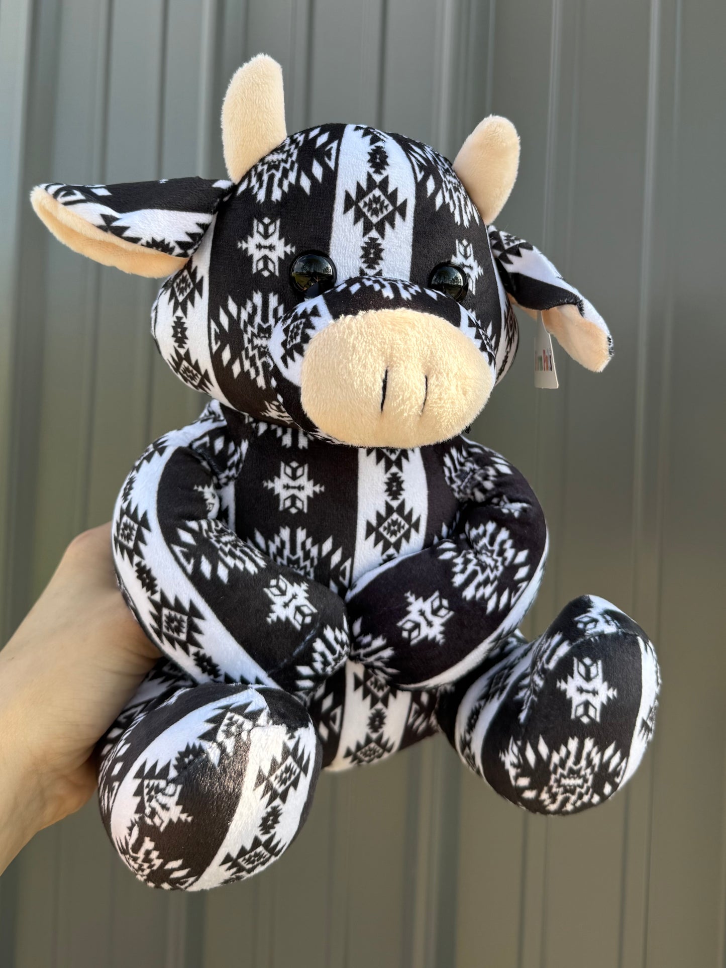 Black Aztec Sitting Cow Plushie