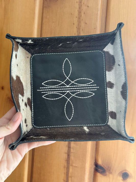 Genuine Cowhide Bootstich Leather Tray