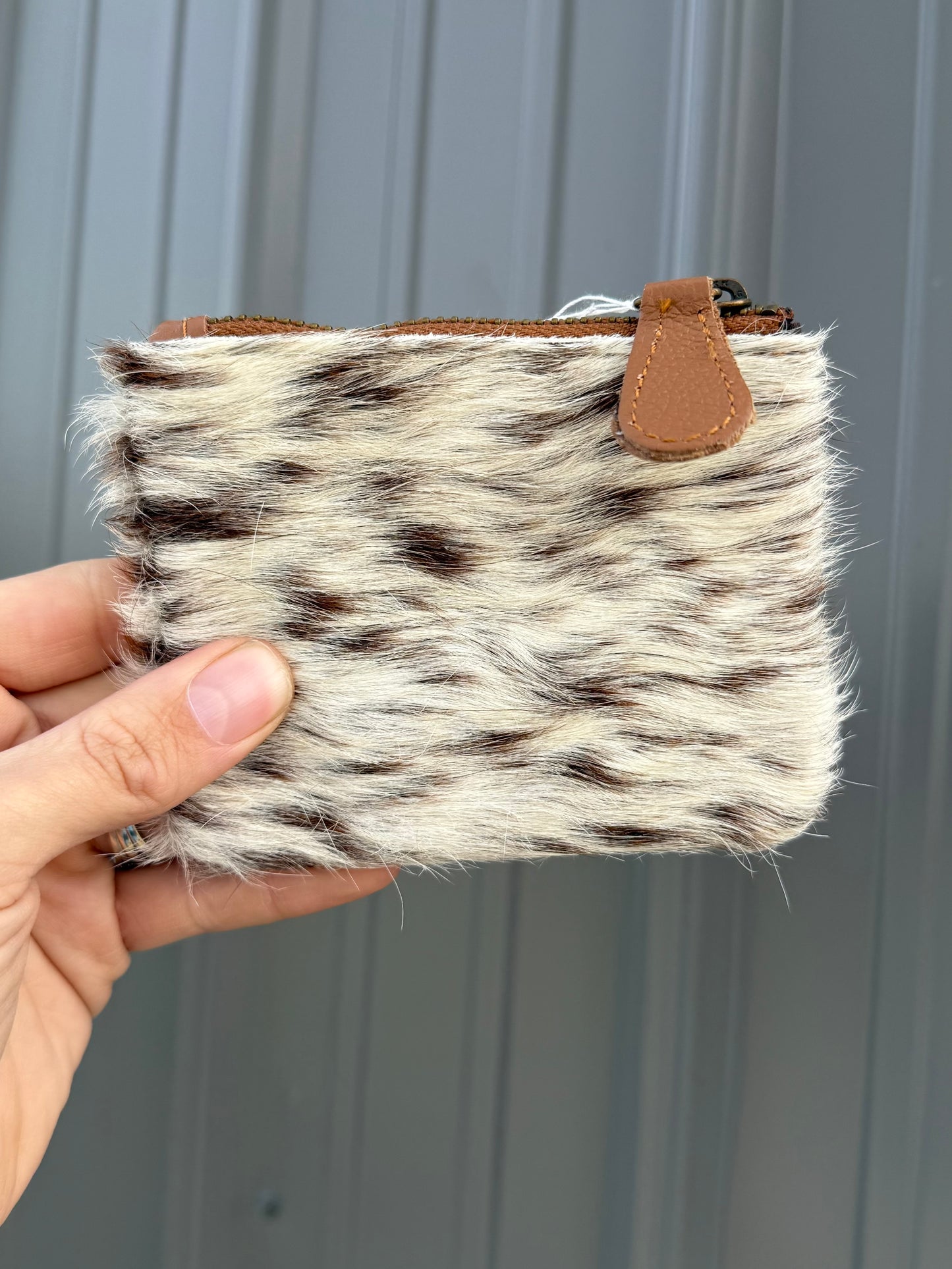 Long Hair Speckled Cowhide Coin Purse