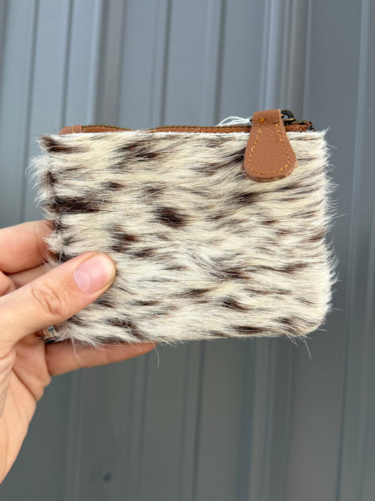 Long Hair Speckled Cowhide Coin Purse