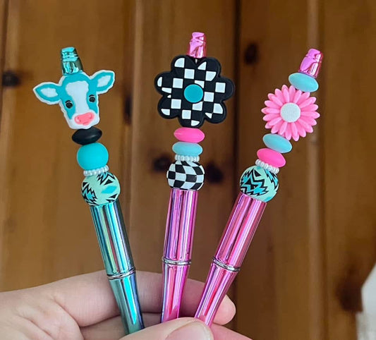 Turquoise and Pink Western Flower/ Cow Pen