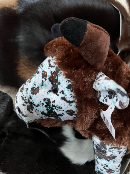 Medium Size Cowhide Turquoise Splatter Buffulo Plushie